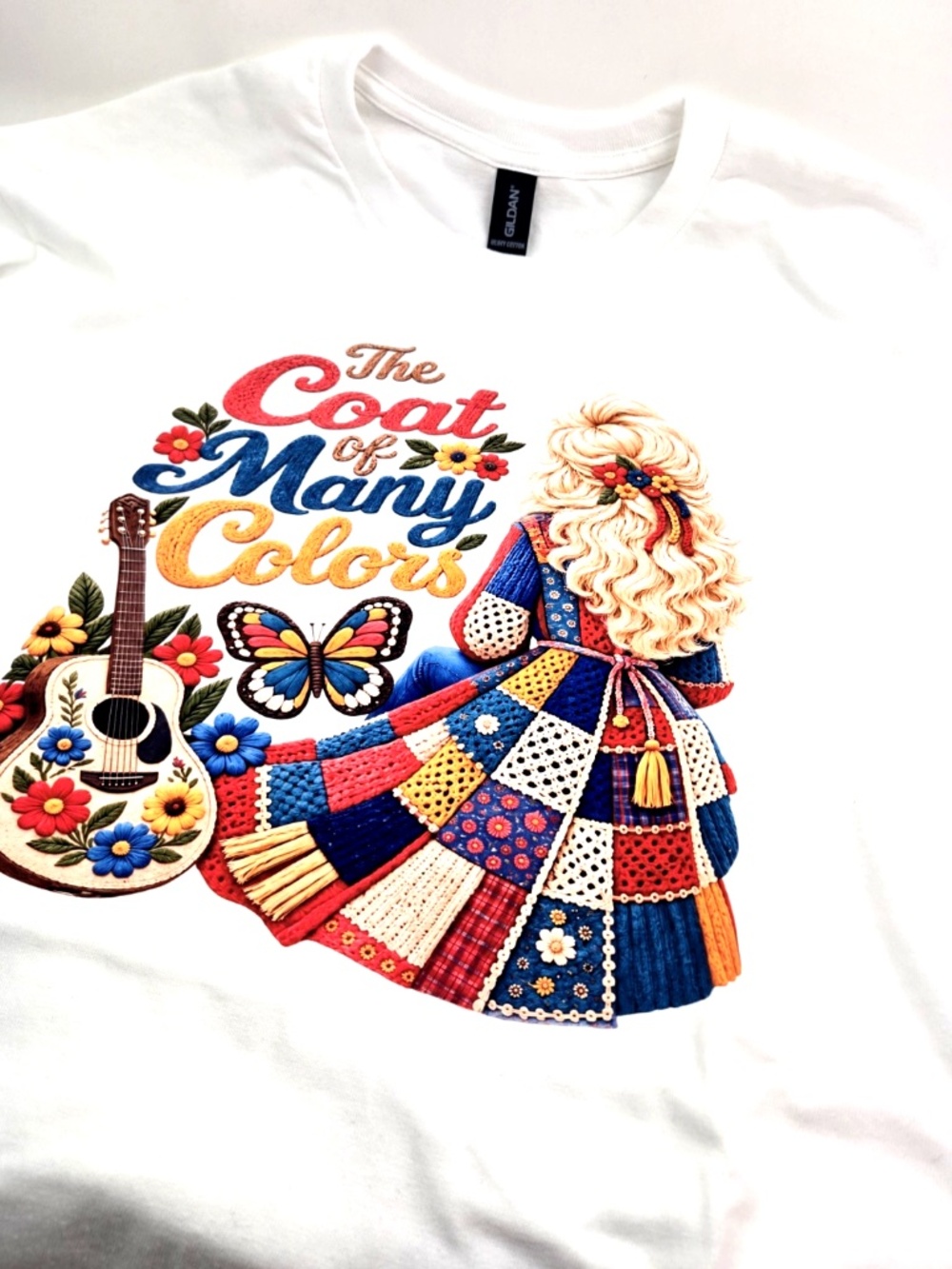 Dolly Coat of many color Shirt Size Large White Adult Unisex